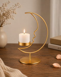 Portavelas Decorativo con Forma de Rostro Abstracto para Sala de Estar y Dormitorio, Elegante Portavelas de Metal para Velas de Té - Product Image 1