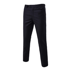 Men's Fashionable <b>Wool</b> Business Suit <b>Pants</b> Black Hidden Stripes Waist Logo Garment Dyed Anti-Wrinkle Knitted American Style - Product Image 4