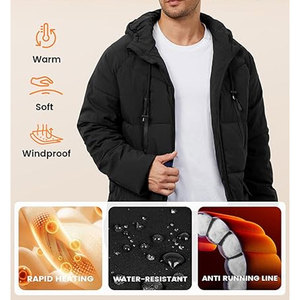 Men’s Long Winter Coat Hooded Quilted Puffer <b>Jacket</b> <b>Waterproof</b> Thick Insulated Puffy Parka <b>Warm</b> Cold Weather Outerwear - Product Image 2