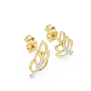 Juego de Anillos con Diamantes Cultivados en Laboratorio ETHEREAL LEAF ARC, Engastados en Oro Amarillo de 18 Quilates, para Compromiso, Boda, San Valentín, Uso Diario para Mujer - Product Image 2