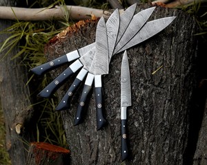 6 Pcs Hand Forged Damascus Steel Full Tang Kitchen <b>Knife</b> Chef <b>Set</b> Ambidextrous Wood Handle 6-7.9 Inches Blade Length OEM - Product Image 6