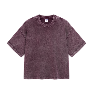 เสื้อยืดทรงบ็อกซี่วินเทจ 280gsm ผ้าสโตนวอช ทรงหลวม ไหล่ตก ย้อมสีแบบแอซิดวอช สีซีดจางแบบซันเฟด แขนสั้น - Product Image 4
