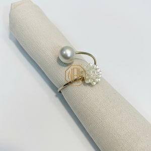 Anneaux de serviette en métal Noorims Akbar Handicrafts, design floral, perles décoratives, finitions multiples, forme ronde, qualité supérieure pour l'organisation - Product Image 6