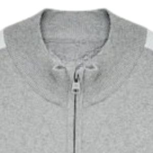 เสื้อแจ็คเก็ตแทร็คถักลายทางสีเทา มีซิป สไตล์ลำลอง สตรีทแวร์ ปลายแขนเสื้อแบบริบ ผ้าถักนุ่ม สวมใส่สบาย เหมาะสำหรับทุกเพศทุกวัย - Product Image 3