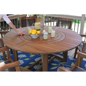 Round Contemporary Coffe <b>Table</b> Made of Solid Teak Wood High Quality <b>Brown</b> Finish Durable & UV-Resistant for Indoor/Outdoor Use - Product Image 3