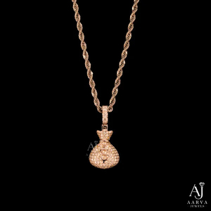 Colgante de Bolsa de Dinero en Color Oro y Plata con Moissanita Iced Out, Estilo Hip Hop, Engaste de Garra con Microincrustaciones, Joyería Unisex para Fiesta - Product Image 4