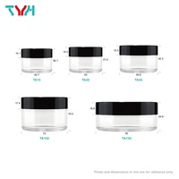 Pot à crème en PET transparent à paroi simple, en plastique pur, 15ml-250ml, sans BPA, avec bouchon en PET et couvercle en ABS, pour poudre libre, Série TA