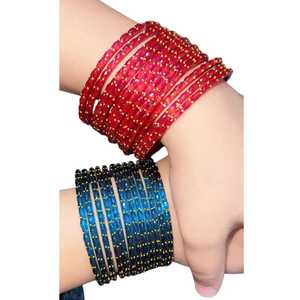 Brazaletes de boda tradicionales de la Cachemira para mujer, de aleación de cobre, hechos a medida, conjunto Chudiyan con diseño colgante - Product Image 1