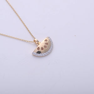 Colgante de rodaja de sandía chapado en oro de 9K (amarillo/rosa/blanco) con pavé de frutas, joyería para mujer - Product Image 1