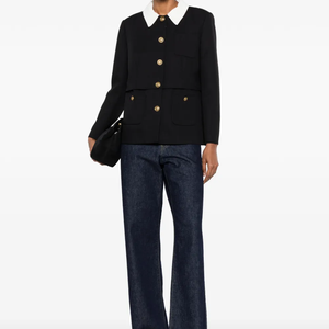 Ensemble Blazer Streetwear Noir et Blanc Contraste de Couleurs OEM pour Femmes et Hommes, Tenue de Sororité, Vente en Gros, Fabrication Personnalisée de Vêtements Tendance - Product Image 1