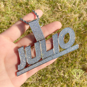 Custom Moissanite <b>Name</b> Pendant Necklace Iced Out Personalized Letter Jewelry Hip Hop Fashion <b>Chain</b> For Men Women Luxury Gift - Product Image 1