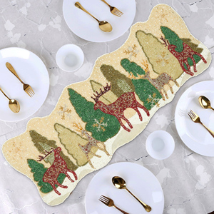 พรมปูรองจานผ้าปูรองจานผ้าปูรองจานผ้าปูรองจานแฟนซีตกแต่งงานคริสต์มาสทำมือสำหรับงานแต่งงาน - Product Image 3