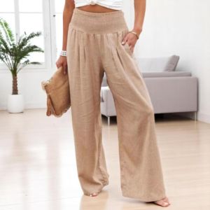 Women High Waist Wide Leg Pants Casual Loose Fit Elastic Waist Trousers - Product Image 1