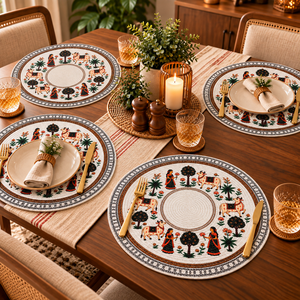 Round Polyester Dining <b>Table</b> <b>Mat</b> with Indian Cultural Print for Retailers and Wholesale Buyers - Product Image 5