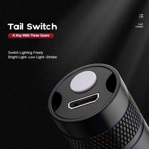 CITICITY High Quality <b>Rechargeable</b> Zoomable Aluminum Alloy Tactical Flashlight for EDC Camping Three Gear Waterproof Black - Product Image 3