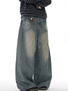 Vaqueros vintage de corte holgado para hombre |   Pantalones Skater Rectos de Algodón Ecológico, Ligeros y Transpirables |   Verano Urbano Hip-Hop - Product Image 4