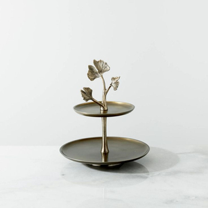 Two-<b>Tier</b> Gold Metal <b>Cake</b> Stand With Ring Design Multi-Layer Display For Elegant Cupcakes Wedding And Parties <b>Cake</b> Presentation - Product Image 2
