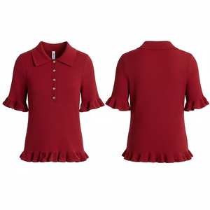 Polo personnalisé performant et tendance avec ourlet à volants, anti-humidité, séchage rapide, pour le golf, avec logo personnalisé - Product Image 6