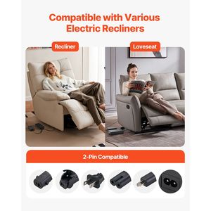 Connettore Universale a 2 Pin, Batteria Ricaricabile agli Ioni di Litio da 2500 mAh, Adattatore per Mobili Reclinabili - Product Image 6