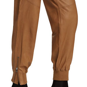Handmade Custom Women's Cowhide Leather Casual Winter <b>Pants</b> Low Waist Flat Front Straight Leather Legging Streetwear - Product Image 3