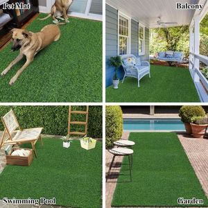 3ft X 32ft Premium tappetino in erba artificiale fori di drenaggio 0.6 pollici spessi supporto in gomma finta per aree per animali domestici interni/esterni - Product Image 5