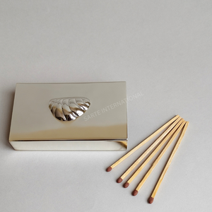 Silver Plated Brass <b>Matchbox</b> Holder Shell Design for Fireplace Matchsticks Table Decor Luxury Gift Retailers Wholesale Buyers - Product Image 3
