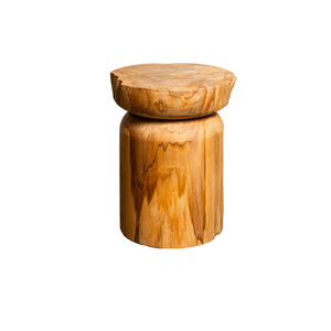 Taburete Cilíndrico Artesanal de Madera de Teca Rústica ARTERRA - Muebles de Madera Maciza Hechos a Mano para Uso en Villas, Apartamentos, Hoteles y Oficinas - Product Image 1