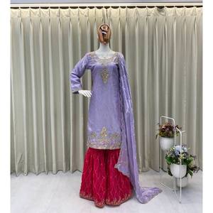 Belle fête porter haut et bas pour femmes avec ensemble Dupatta - Product Image 2