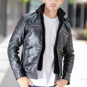 Nouveautés : Veste à capuche noire personnalisée avec logo pour homme, vestes en cuir vintage pour homme, vestes de haute qualité, veste d'hiver, style Highstreet - Product Image 6