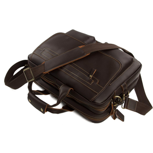 Sac pour ordinateur portable de luxe en cuir véritable, design vintage élégant, fermeture éclair, grande capacité, haute qualité - Product Image 5