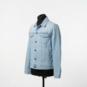 Professional Regular Fit Men's Winter Denim Hooded Jacket <b>Stand</b> Collar Front Casual Outdoor Breathable Customizable 100% Cotton - Product Image 2