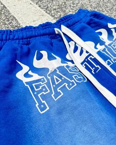 Shorts en coton graphiques pour hommes, délavés à l'acide, coupe lourde, style vintage, avec cordon de serrage, streetwear décontracté, vente en gros, vêtements OEM - Product Image 3