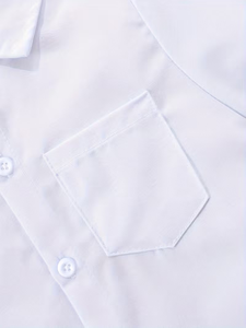 Academic White Shirt Classic Minimalist Style Pure White Patch Pocket Short-sleeved High School Uniform 100% Cotton Bangladesh - Product Image 5