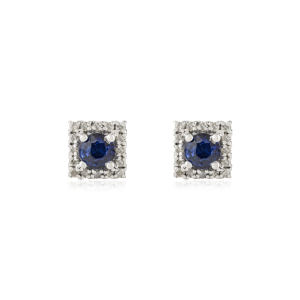 Pendientes de Plata de Ley con Zafiro Azul Redondo 100% Auténtico y Baño de Rodio, Regalo para Ella - Product Image 1