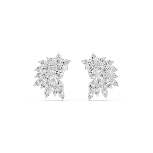 Pendientes de diamantes de diseño de calidad de exportación en oro blanco de 14k con diamantes cultivados en laboratorio de corte brillante, joyería para fiestas. - Product Image 1