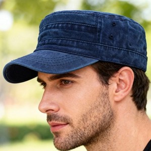 Premium Unisex Adjustable Denim Cotton <b>Flat</b> Cap Breathable Casual Style Spring Summer Wear Adults On Demand Manufacturing - Product Image 6