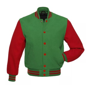 เสื้อแจ็คเก็ตเบสบอลวิทยาลัยคุณภาพสูงสำหรับกีฬาฤดูหนาว ดีไซน์แบบซาตินบอมเบอร์ แขนหนังวัวแท้ คอตั้ง - Product Image 3