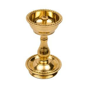 Lampe Diya en laiton doré, lampe à huile en métal faite à la main, porte-bougie traditionnel pour la décoration de la maison - Product Image 5