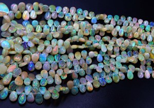 Perles d'opale éthiopienne naturelle multi-feu, opale à forme de poire lisse, environ. 14x9 MM à 4x4 MM Longueur de 16 pouces - Product Image 5