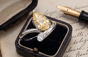 Fancy Yellow Pear Cut Lab Grown Diamond With Claw Setting Open <b>Wrap</b> Ring for Women Statement Engagement <b>Wedding</b> Jewelry - Product Image 2