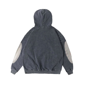 Sweat à capuche zippé en molleton épais 350g en coton délavé pour homme, écologique, respirant, coupe classique, noir, printemps - Product Image 2