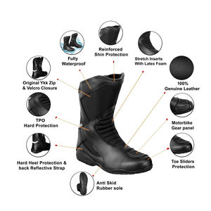 Bottes de moto courtes en cuir pour hommes, style personnalisé respirant, toutes saisons, pour la conduite urbaine, directement de l'usine - Product Image 5