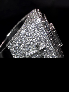 Iced Out Initial <b>Ring</b> Luxury Hip Hop Bling <b>Statement</b> <b>Ring</b> Diamond Look Silver Jewelry Gift - Product Image 6