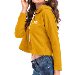 Haut court à capuche pour femme, idéal pour l'hiver, avec logo frontal, en coton 100 % respirant et à séchage rapide, pour activités de plein air, faible MOQ - Product Image 2