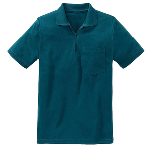 Polos Personalizados con Cierre de Cremallera para Hombre, con Bolsillo, Corte Ajustado Informal, Transpirables, Mezcla de Algodón, Deportivos - Product Image 1
