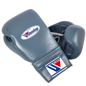 Guantes de Boxeo Winning para Entrenamiento, 14oz 16oz, Grises, Personalizables, con Cordones/Correas, Transpirables, de Cuero, Dedos Completos - Product Image 2