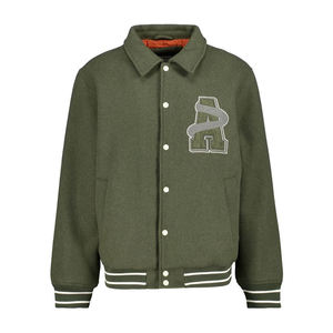 OEM Custom Men's Hooded <b>Winter</b> <b>Quilted</b> Varsity Jacket with Canvas Fabric Embroidered Patches Custom Logo - Product Image 4