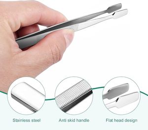 Pince à épiler en acier inoxydable durable, pointe plate, pince à épiler de précision professionnelle pour la philatélie, l'artisanat, les bijoux et les petits objets - Product Image 2