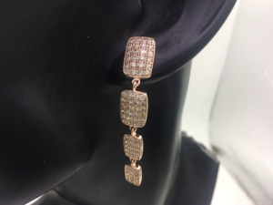 925 Sterling Silver Round Cut Natural <b>Diamond</b> Ladies Drop <b>Dangle</b> <b>Earrings</b> Womens 3.21 Ct Trendy Wholesale Jewelry Prong Set - Product Image 2