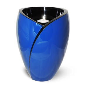 Urna Funeraria de Metal Azul y Negro para Guardar Cenizas - Product Image 1